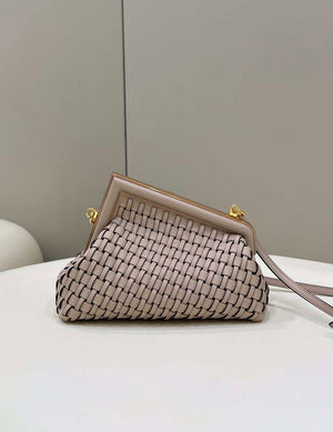 Fendi 8BP129 First Small Nude and Light Purple braided leather bag 80103 - Default Title - View 2