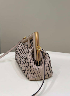 Fendi 8BP129 First Small Nude and Light Purple braided leather bag 80103 - Default Title - View 3