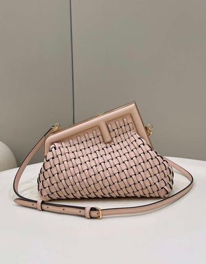 Fendi 8BP129 First Small Pink braided leather bag 80103 - Default Title - View 1