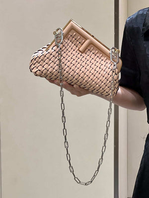 Fendi 8BP129 First Small Pink braided leather bag 80103 - Default Title - View 11