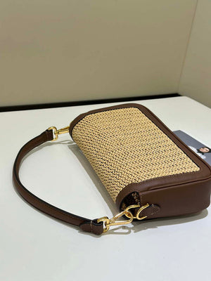 Fendi 8BR600 Baguette Brown and Natural raffia bag 8666L - Default Title - View 3