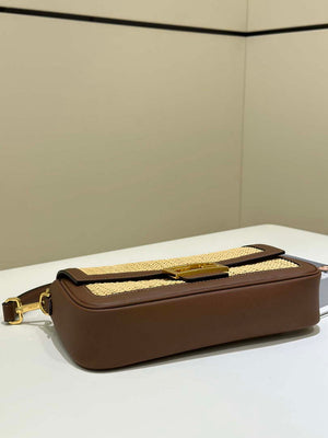 Fendi 8BR600 Baguette Brown and Natural raffia bag 8666L - Default Title - View 4