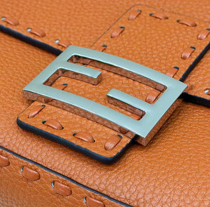 Fendi 8BR600 Baguette Brown Selleria bag with Oversized Topstitching 8610 - Default Title - View 5