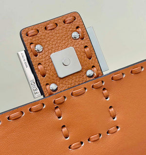 Fendi 8BR600 Baguette Brown Selleria bag with Oversized Topstitching 8610 - Default Title - View 6