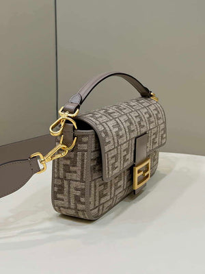 Fendi 8BR600 Baguette Chain Midi Dove gray FF tapestry fabric bag 8579 - Default Title - View 3