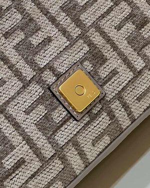 Fendi 8BR600 Baguette Chain Midi Dove gray FF tapestry fabric bag 8579 - Default Title - View 6
