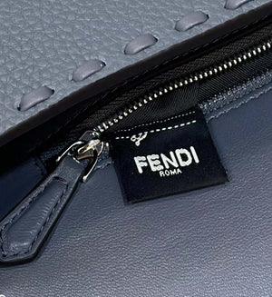 Fendi 8BR600 Baguette Grey blue Selleria bag with Oversized Topstitching 8610 - Default Title - View 8
