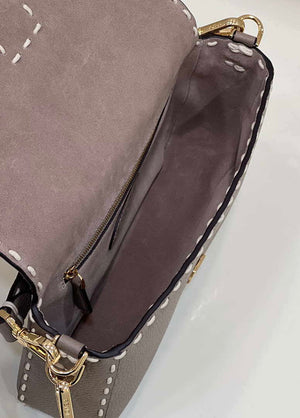 Fendi 8BR600 Baguette Gray full grain leather bag 8393 - Default Title - View 7
