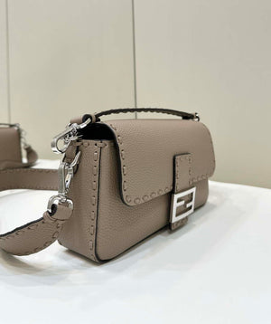 Fendi 8BR600 Baguette Grey Selleria bag with Oversized Topstitching 8610 - Default Title - View 2