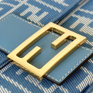 Fendi 8BR600 Baguette Medium bag Blue denim-effect FF jacquard bag - Default Title - View 5
