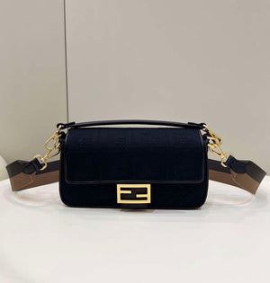 Fendi 8BR600 Baguette Medium bag with FF embroidery 0159A Black - Default Title - View 1