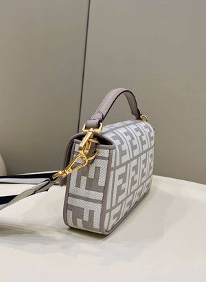 Fendi 8BR600 Baguette Medium bag with FF embroidery 0159AM Gray - Default Title - View 3