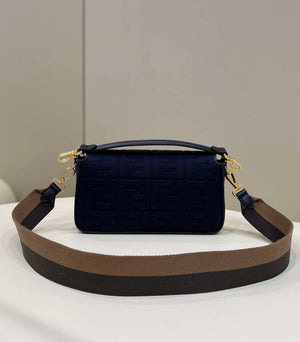 Fendi 8BR600 Baguette Medium bag with FF embroidery 0159AM Navy Blue - Default Title - View 4