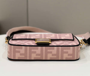 Fendi 8BR600 Baguette Medium bag with FF embroidery 0159AM Pink with Black - Default Title - View 4