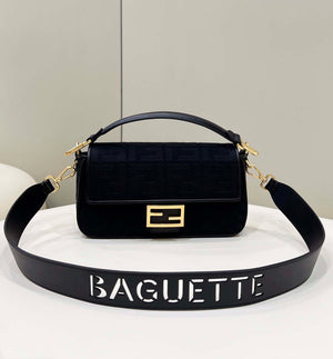 Fendi 8BR600 Baguette Medium bag with FF embroidery 8598 Black - Default Title - View 1