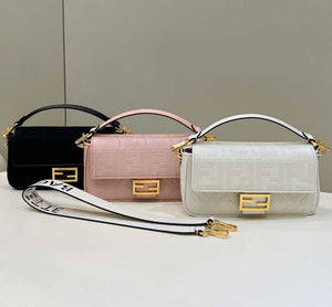 Fendi 8BR600 Baguette Medium bag with FF embroidery 8598 Black - Default Title - View 10