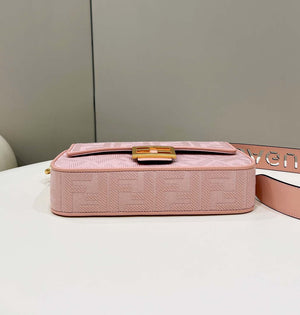 Fendi 8BR600 Baguette Medium bag with FF embroidery 8598 Pink - Default Title - View 5