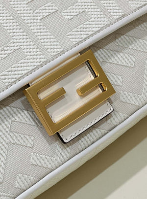 Fendi 8BR600 Baguette Medium bag with FF embroidery 8598 White - Default Title - View 6