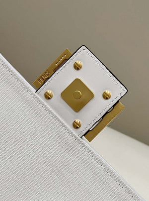 Fendi 8BR600 Baguette Medium bag with FF embroidery 8598 White - Default Title - View 7