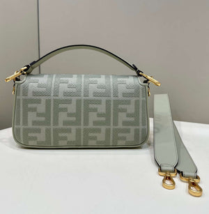 Fendi 8BR600 Baguette Medium bag with FF embroidery Light green 0159A - Default Title - View 2