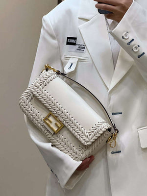 Fendi 8BR600 Baguette Medium Beige hand-woven leather 8536 bag - Default Title - View 12