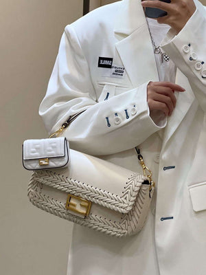 Fendi 8BR600 Baguette Medium Beige hand-woven leather 8536 bag - Default Title - View 13