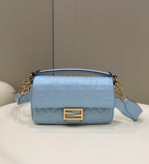 Fendi 8BR600 Baguette Medium Blue leather 0135M bag - Default Title - View 1