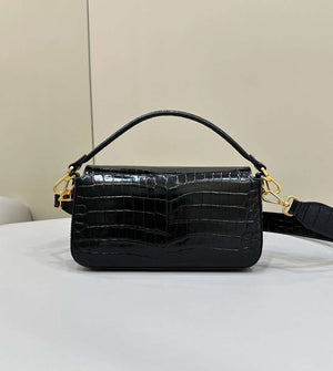 Fendi 8BR600 Baguette Medium Crocodile leather 8628 bag Black - Default Title - View 6