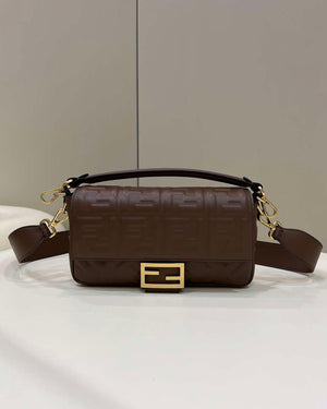 Fendi 8BR600 Baguette Medium Dark brown leather 0135M bag - Default Title - View 1