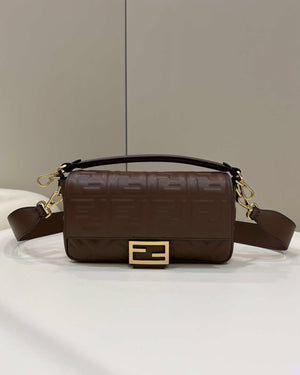 Fendi 8BR600 Baguette Medium Dark Brown leather 0135M bag - Default Title - View 1