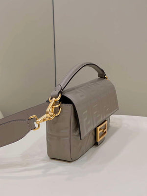 Fendi 8BR600 Baguette Medium Gray leather 0135M bag - Default Title - View 3