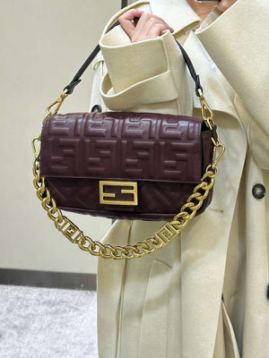 Fendi 8BR600 Baguette Medium leather 0135M bag Wine Red - Default Title - View 2