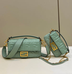 Fendi 8BR600 Baguette Medium Lake Blue leather 0135M bag - Default Title - View 1