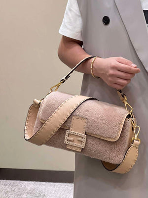 Fendi 8BR600 Baguette Medium Re-Edition bag in Pink lam¨¦ sheepskin - Default Title - View 12