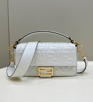 Fendi 8BR600 Baguette Medium White leather 0135M bag - Default Title - View 1