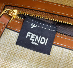 Fendi 8BR600 Baguette Natural straw bag with FF embroidery Beige - Default Title - View 8