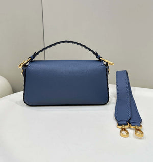 Fendi 8BR600 Baguette Navy blue Selleria bag with Oversized Topstitching 8610 - Default Title - View 2