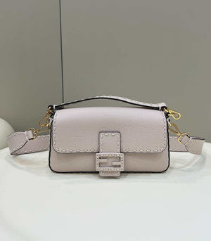 Fendi 8BR600 Baguette White full grain leather bag 8393 - Default Title - View 1