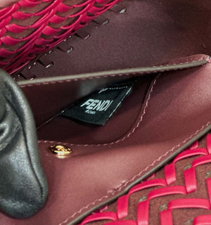 Fendi 8BR600 Baguette Wine Red interlaced leather and raffia bag 8630 - Default Title - View 7