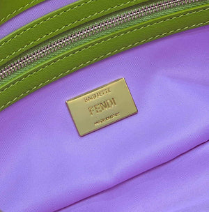 Fendi 8BR600 Medium Baguette Acid green sequin and leather bag 8601 - Default Title - View 8