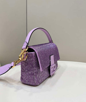 Fendi 8BR600 Medium Baguette Beads Purple leather Bag 8599 - Default Title - View 3