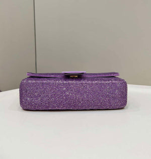 Fendi 8BR600 Medium Baguette Beads Purple leather Bag 8599 - Default Title - View 4