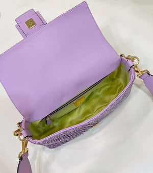 Fendi 8BR600 Medium Baguette Beads Purple leather Bag 8599 - Default Title - View 9