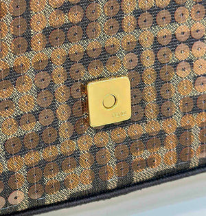 Fendi 8BR600 Medium Baguette Brown FF jacquard fabric bag with sequins - Default Title - View 6