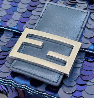 Fendi 8BR600 Medium Baguette Dark and mid blue sequin and leather bag 8601 - Default Title - View 5