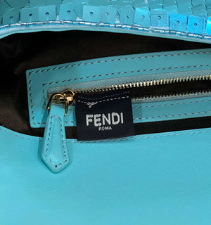 Fendi 8BR600 Medium Baguette Turquoise sequin and leather bag 8601 - Default Title - View 7
