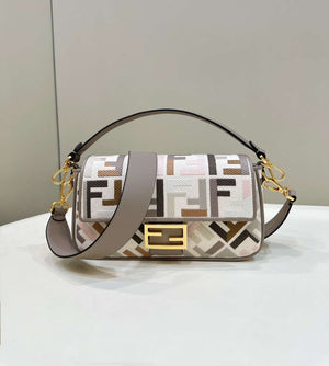 Fendi 8BR600ANH4F1LF5 Baguette Medium Multicolour canvas bag with FF embroidery 0159B - Default Title - View 1