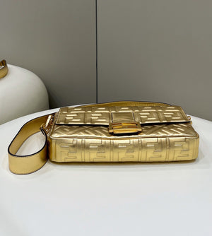 Fendi 8BR771 Baguette Large Gold leather bag - Default Title - View 3