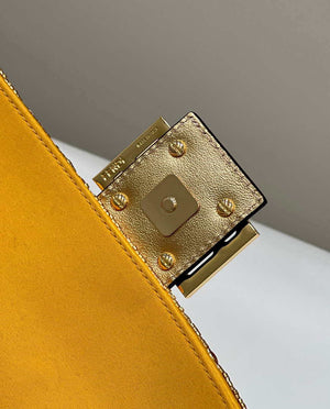 Fendi 8BR792 Medium Baguette 1997 Gold Satin Bag with Sequins 8528 - Default Title - View 5