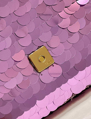 Fendi 8BR792 Medium Baguette 1997 Purple Satin Bag with Sequins 8528 - Default Title - View 6